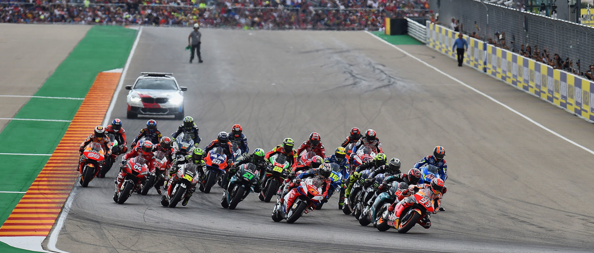 The start of the MotoGP race at Motorland Aragon. Photo courtesy of Michelin,