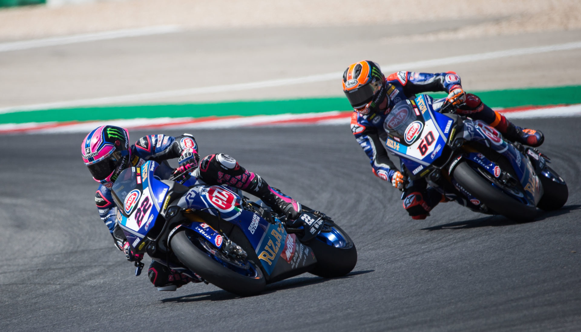 Pata Yamaha's Alex Lowes (22) and Michael van der Mark (60).