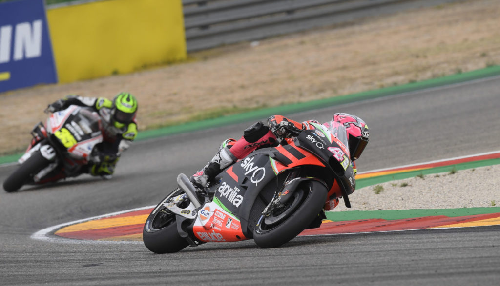 Aleix Espargaro (41) leading Cal Crutchlow (35).