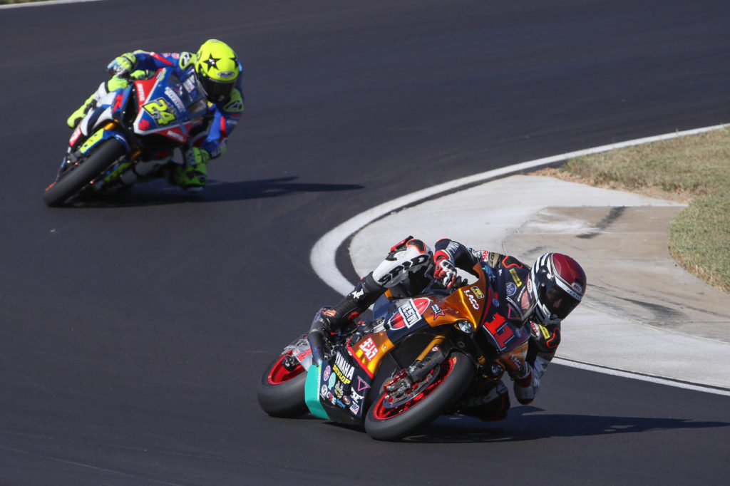 Mathew Scholtz (11) leading Toni Elias (24) at Barber Motorsports Park. Photo by Brian J. Nelson.