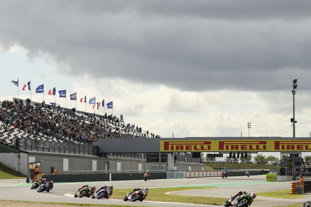 Action from World Superbike Race One at Magny-Cours. Photo courtesy of Kawasaki.