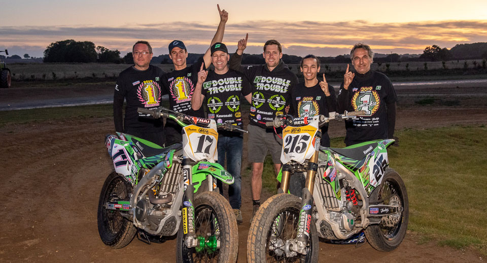 (From left) Jaume Bailo (father of Gerard), Gerard Bailo, George Pickering (Team Director) Steve Nicholls (Chief Mechanic), Ferrán Sastre, and Pep Sastre (Ferrán´s father). Photo by Braking Point Images, courtesy of Greenfield - Noyes Camp Kawasaki.