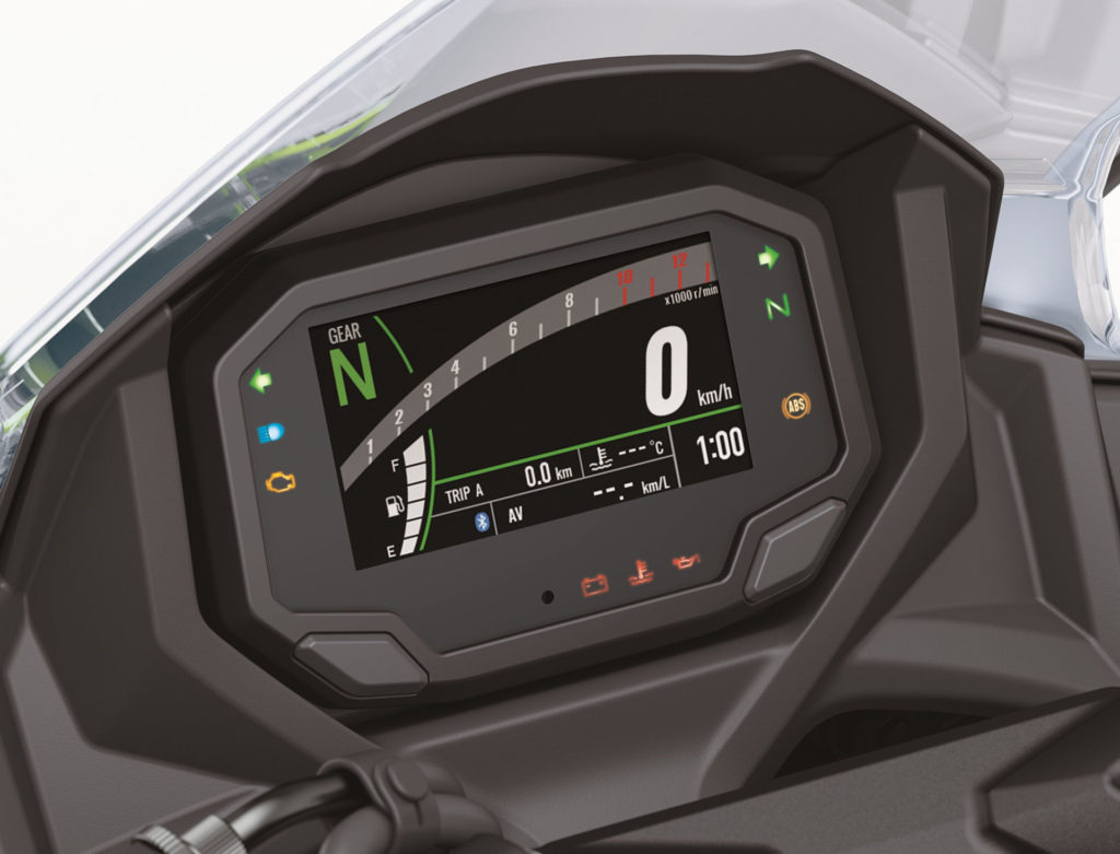 The new TFT dashboard of the 2020 Kawasaki Ninja 650.