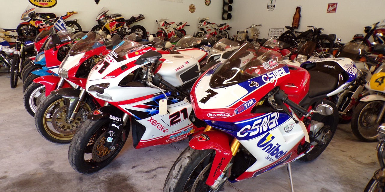 Some of the motorcycles from the late Charlie Mavros’ 200+ motorcycle collection that will be auctioned off in Florida in November.