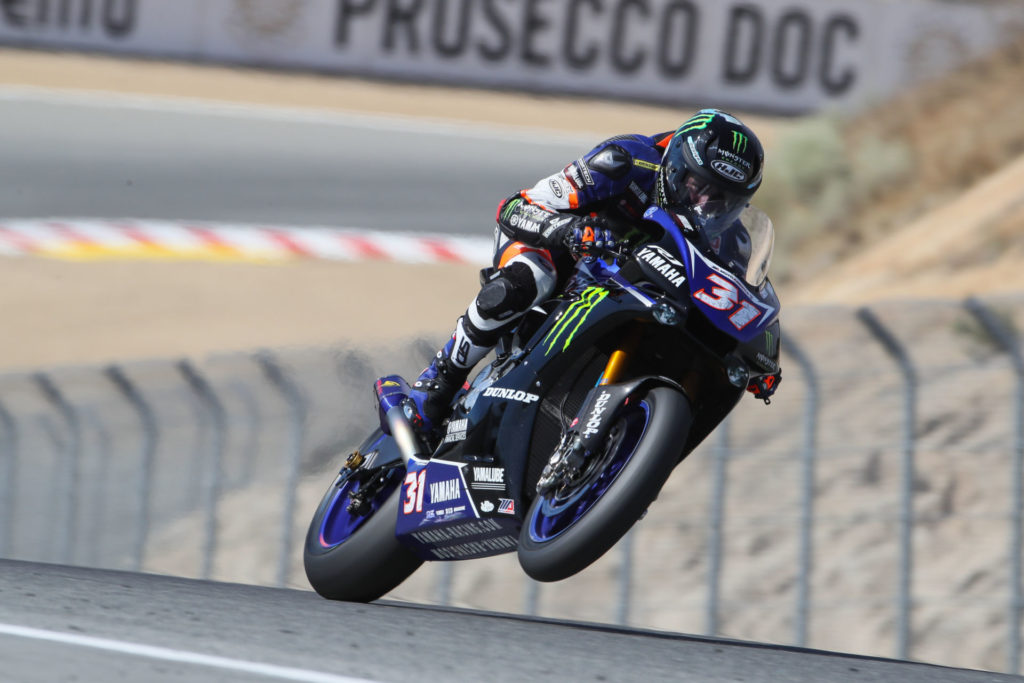 Garrett Gerloff (31) at speed at WeatherTech Raceway Laguna Seca. Photo by Brian J. Nelson.