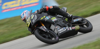 Dallas Daniels (69) in action on a Celtic HSBK Racing Yamaha YZF-R3 during a MotoAmerica Junior Cup race at Pittsburgh International Race Complex. Photo by Brian J. Nelson.