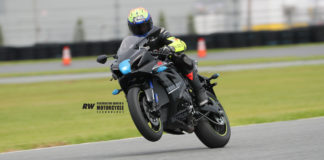 Five-time Daytona 200 winner Scott Russell riding a Suzuki GSX-R1000R during the Team Hammer Advanced Riding School October 18 at Daytona International Speedway. Photo by Brian J. Nelson.