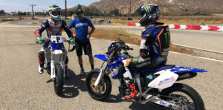 Four-time AMA Superbike Champion Josh Hayes (center) with J4orce Training Camp participants Garrett Gerloff (right) and Cameron Petersen (left). Photo courtesy of J4orce Training Camp.