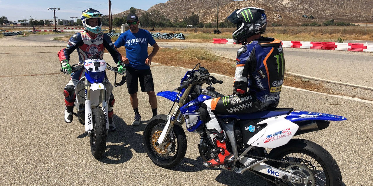 Four-time AMA Superbike Champion Josh Hayes (center) with J4orce Training Camp participants Garrett Gerloff (right) and Cameron Petersen (left). Photo courtesy of J4orce Training Camp.
