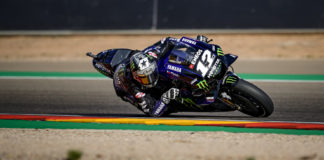Maverick Vinales (12) at Motorland Aragon. Photo courtesy of Yamaha.