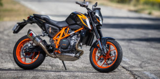 Michelin's new Road 5 sport touring tires on a KTM Duke. Photo courtesy of Michelin.
