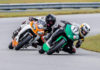 Keagan Brown (17) and Scott Fallen (8) in action in the Motogladiator Superbike 390 race at NC Bike. Photo by Joshua Barnett/Apex Pro Photography, courtesy of Motogladiator.