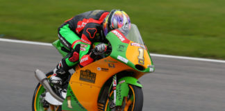 Brandon Paasch (1), the 2019 British Motostar (Moto3) Champion. Photo by Bonnie Lane Photography, courtesy of Brandon Paasch's publicist.