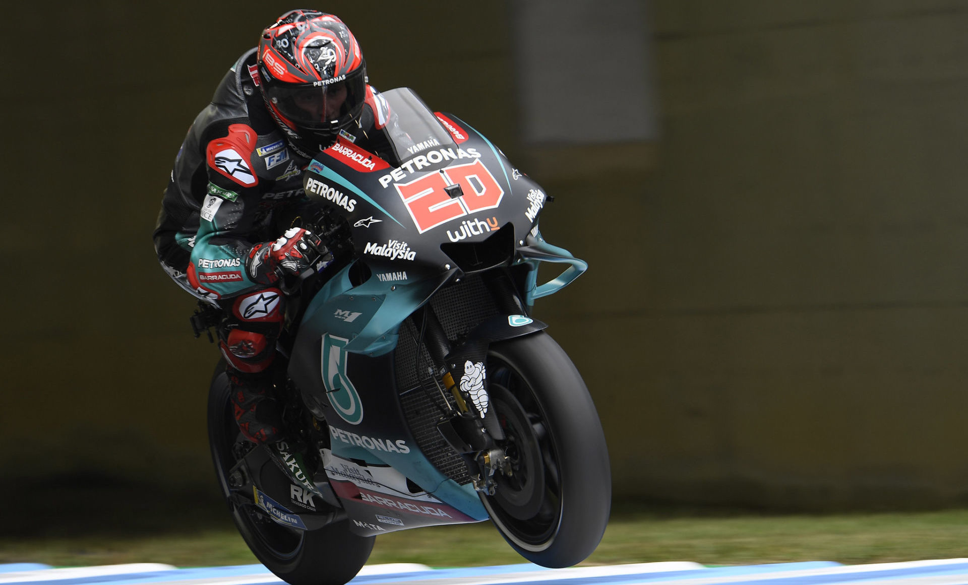 Fabio Quartararo (20) in action at Motegi. Photo courtesy of PETRONAS Yamaha Sepang Racing Team.