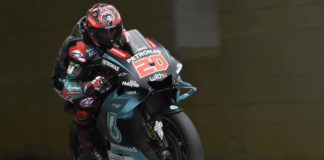 Fabio Quartararo (20) in action at Motegi. Photo courtesy of PETRONAS Yamaha Sepang Racing Team.