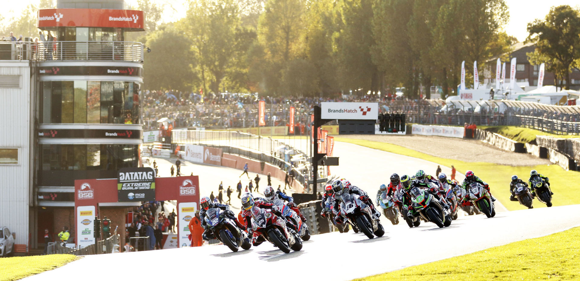 The start of British Superbike Race One at Brands Hatch. Photo courtesy of MotorSport Vision Racing.