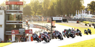 The start of British Superbike Race One at Brands Hatch. Photo courtesy of MotorSport Vision Racing.