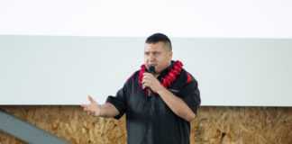 Michael Kitchens, CEO of Build The Track, LLC. during a presentation of Circuit Hawaii. Photo courtesy of BTT, LLC.