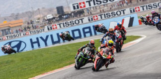Alvaro Bautista (19) leading Race One in Argentina. Photo courtesy of Dorna WorldSBK Press Office.