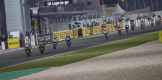 Action from World Superbike Race One in Qatar in 2018. Photo courtesy of Dorna WorldSBK Press Office.