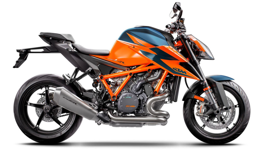 A 2020-model KTM 1290 Super Duke R at rest. Photo courtesy of KTM.