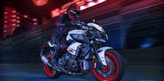 A 2020 Yamaha MT-10 in the Ice Fluo color scheme. Photo courtesy of Yamaha Motor Corp., U.S.A.