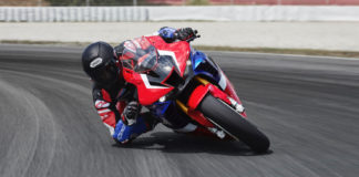A test rider on Honda's new 2021 CBR1000RR-R. Photo courtesy of American Honda.