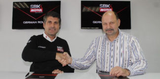 Gregorio Lavilla, WorldSBK Executive Director, Sporting and Organization Departments (left) and Ralph Bohnhorst, Executive Director of Motorsport Arena Oschersleben (right). Photo courtesy of Dorna WorldSBK Press Office.