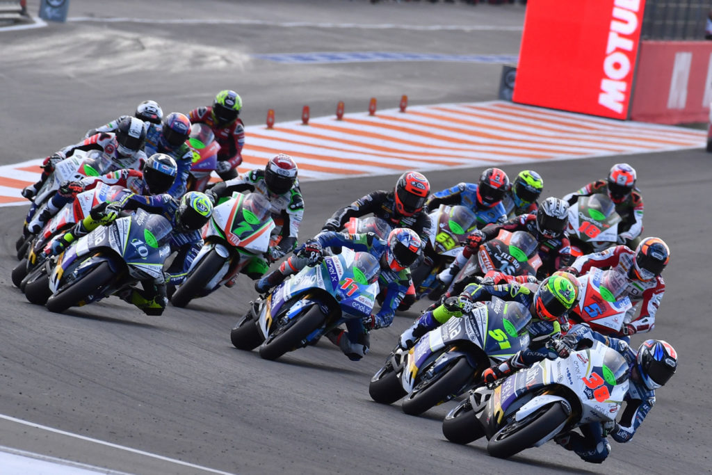 The start of MotoE Race Two at Valencia. Photo courtesy of Dorna/www.motogp.com.