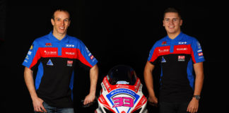 Buildbase Suzuki riders Keith Farmer (left) and Kyle Ryde (right). Photo courtesy of Buildbase Suzuki.