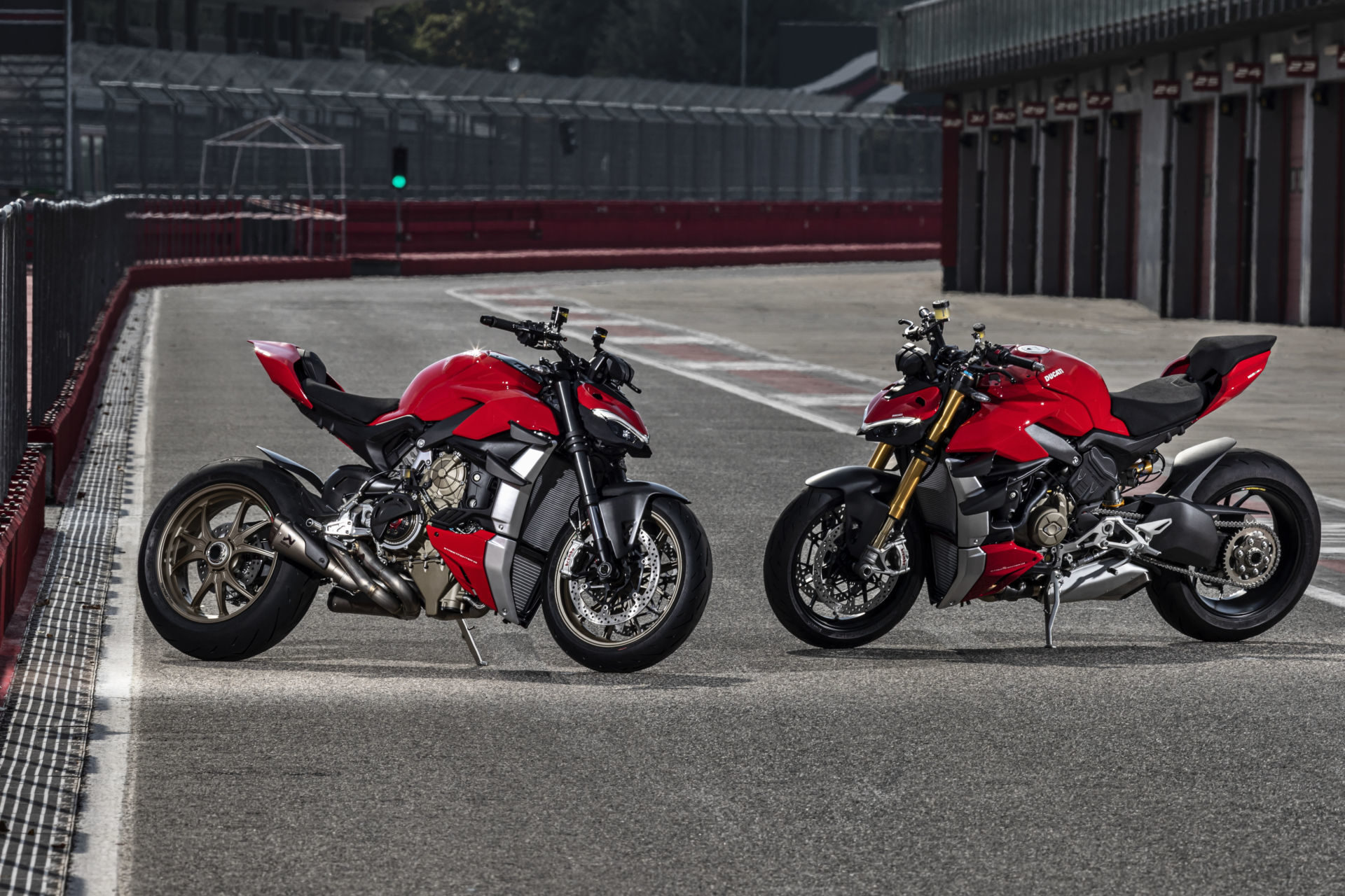 A 2020 Ducati Streetfighter V4 (left) and V4 S (right). Photo courtesy of Ducati North America.