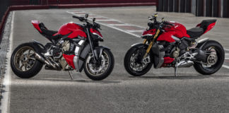 A 2020 Ducati Streetfighter V4 (left) and V4 S (right). Photo courtesy of Ducati North America.