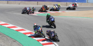The start of a MotoAmerica Superbike race at WeatherTech Raceway Laguna Seca in 2019. Photo by Brian J. Nelson.