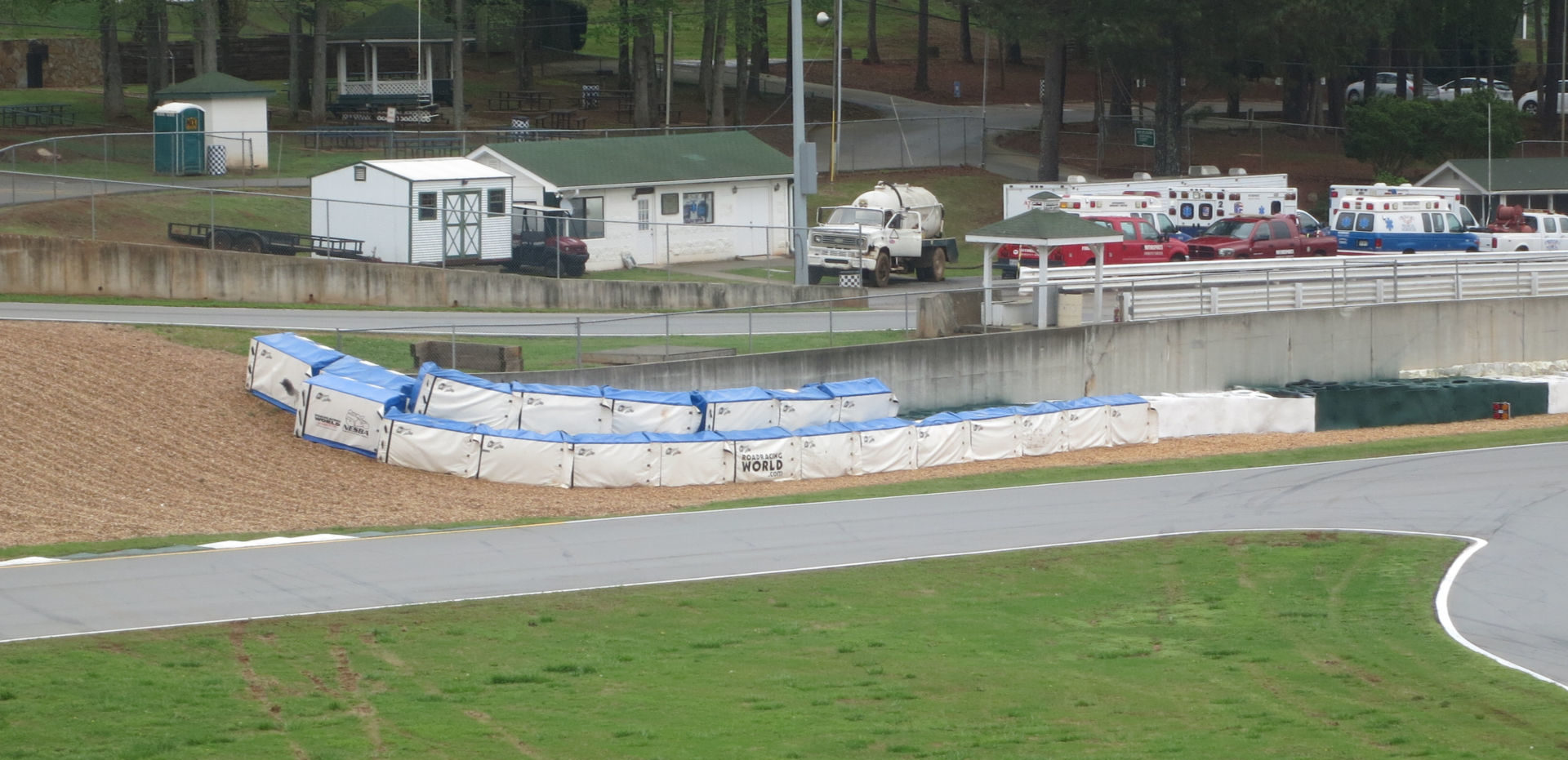 Soft barriers purchased by the Roadracing World Action Fund deployed at the exit of Turn 12 at Road Atlanta. Photo courtesy of MotoAmerica.