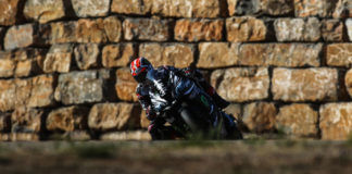 Jonathan Rea in action Wednesday at Motorland Aragon. Photo courtesy of Dorna WorldSBK Press Office.