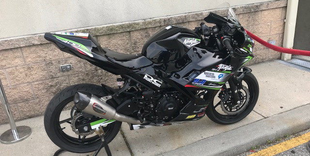 The Mad 4 Motorsports/Predictive Analytics Group Kawasaki Ninja 400 was built to be ready for the track. Photo courtesy of Mad 4 Motorsports/Predictive Analytics Group.