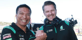 PETRONAS Yamaha Sepang Racing Team Principal Razlan Razali (left) and Team Director Johan Stigefelt (right). Photo courtesy of PETRONAS Yamaha SRT.