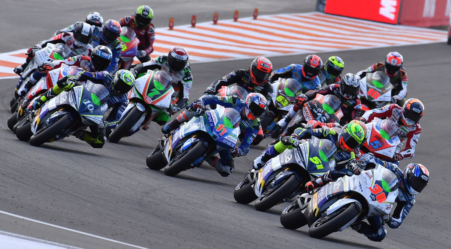 Action from the 2019 MotoE World Cup finale at Valencia. Photo courtesy Dorna.