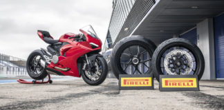 A 2020 Ducati Panigale V2 and Pirelli Diablo Rosso Corsa II tires. Photo courtesy of Pirelli.