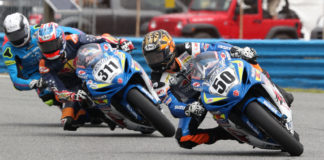 AMA/ASRA Co-Sanctioning 79th Daytona 200, Scheduled For March 14, 2020 Bobby Fong (50), Sean Dylan Kelly (311), and Brandon Paasch (behind Kelly) in action during the 78th Daytona 200. Photo courtesy of Daytona International Speedway and AMA.