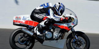 Larry Pegram on his Mojo Yamaha. Photo by Russell Colvin, courtesy of Phillip Island Grand Prix Circuit.