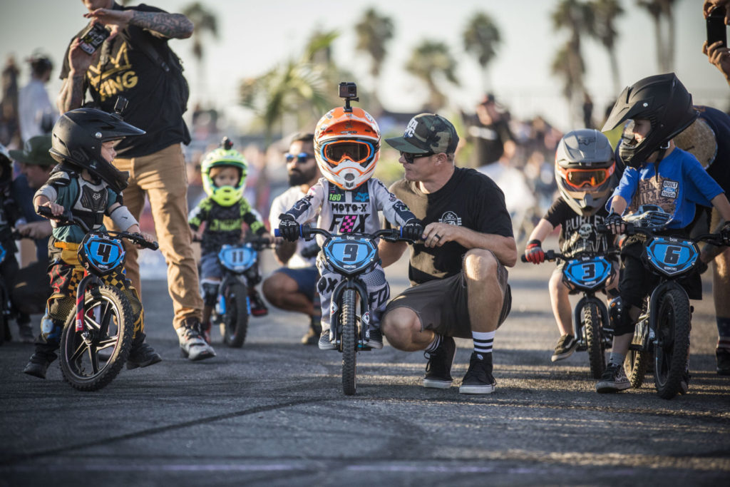 STACYC race staging at the Moto Beach Classic, the final stop of the Roland Sands Designs, Super Hooligan Flat Track race series. Photo courtesy of STACYC.