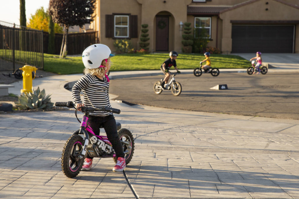 STACYC bikes are built for fun everywhere, and kids take over their neighborhood. Every STACYC is quiet and non-intimidating, allowing it to be ridden anywhere! Photo courtesy of STACYC.