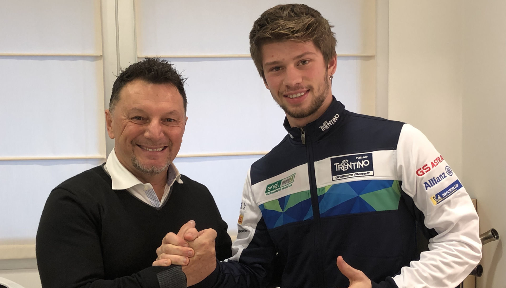 Team Trentino Gresini MotoE Team Principal Fausto Gresini (left) and Alessandro Zaccone (right). Photo courtesy of Gresini Racing.