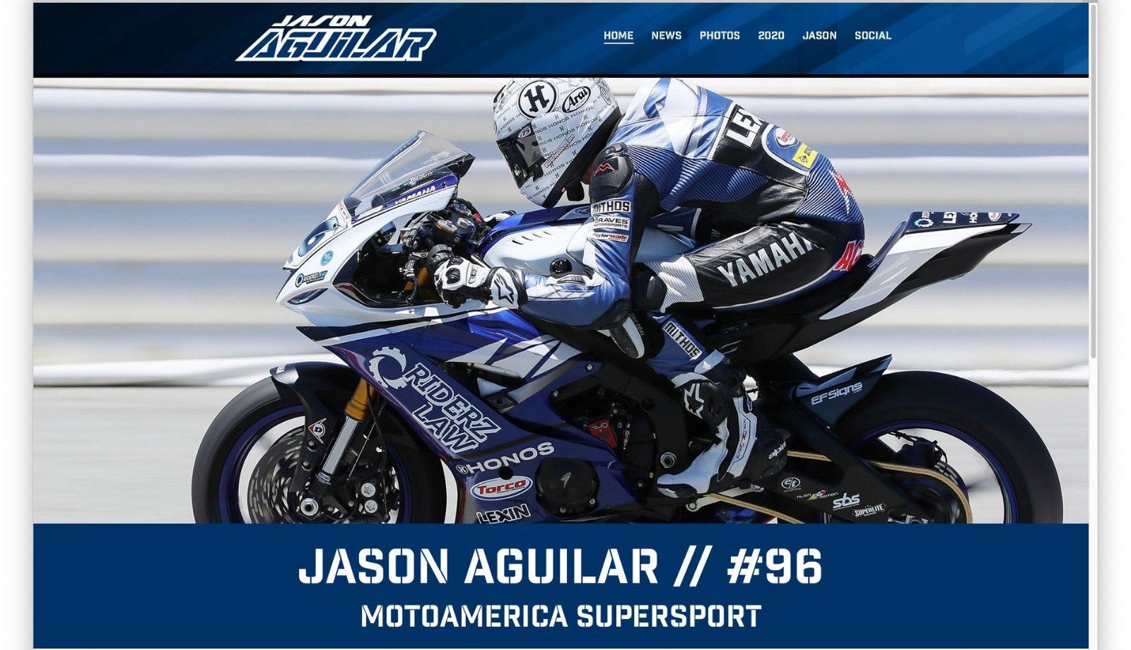A screenshot of MotoAmerica racer Jason Aguilar's new website. Image courtesy of Jason Aguilar.