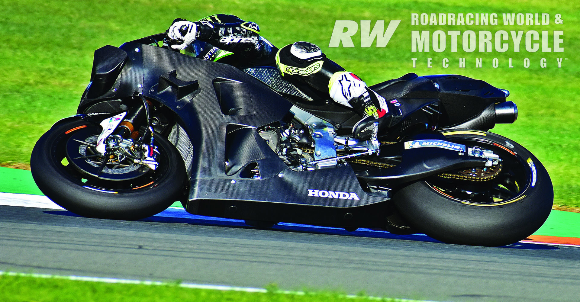The first day of testing for the 2020 season took place in Valencia, with factory teams testing new engine, chassis, and aero components. LCR Honda rider Cal Crutchlow is seen here testing new HRC components. Photo by Michael Gougis.