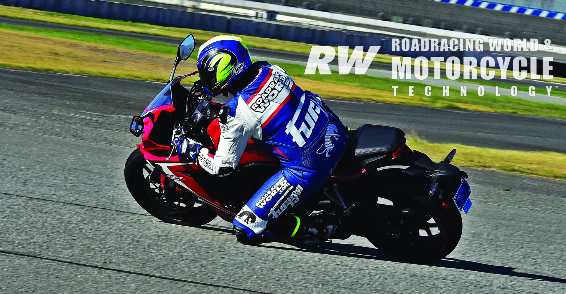 Racing Editor Chris Ulrich at speed on the Honda CBR650R during a Fastrack Riders track day at Auto Club Speedway. Photo by Michael Gougis.