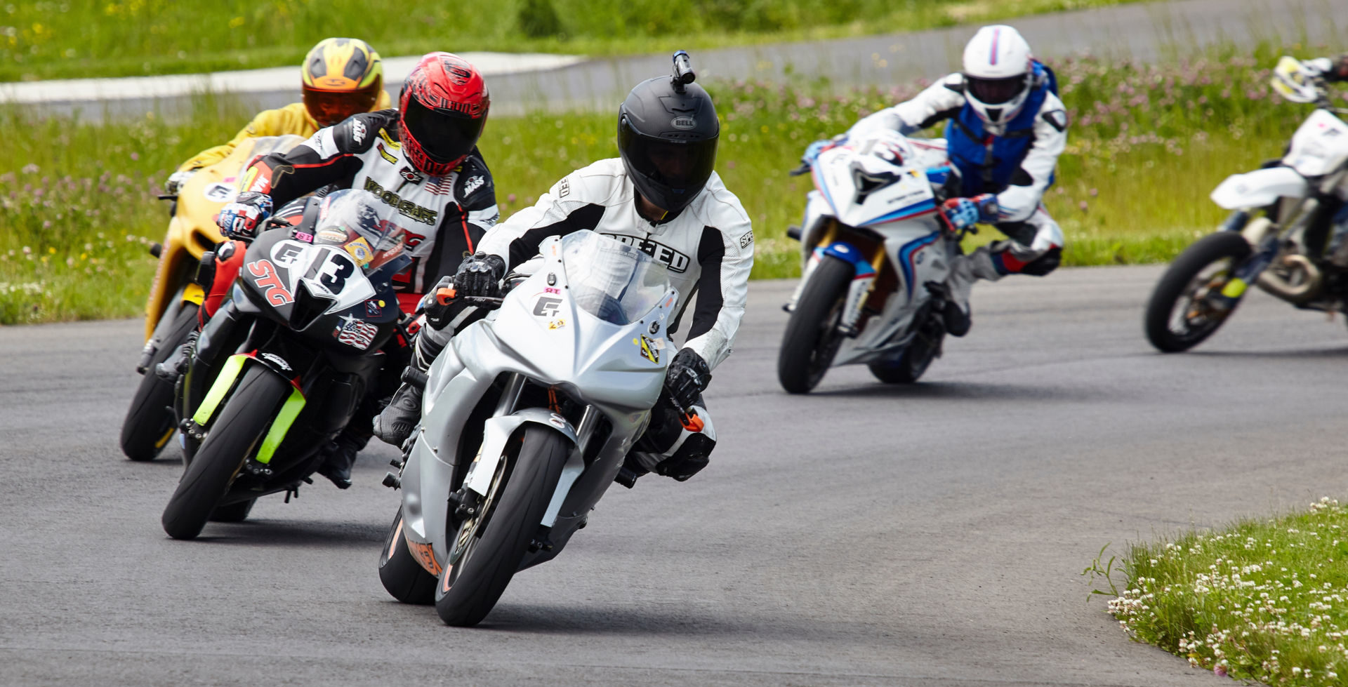 Motorcyclists at speed during a track day at Pineview Run Auto & Country Club. Photo courtesy of Pineview Run Auto & Country Club.