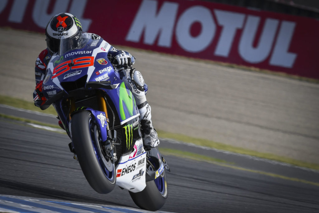 Jorge Lorenzo (99) on a factory Yamaha YZR-M1 at Sepang in 2017. Photo courtesy of Yamaha.