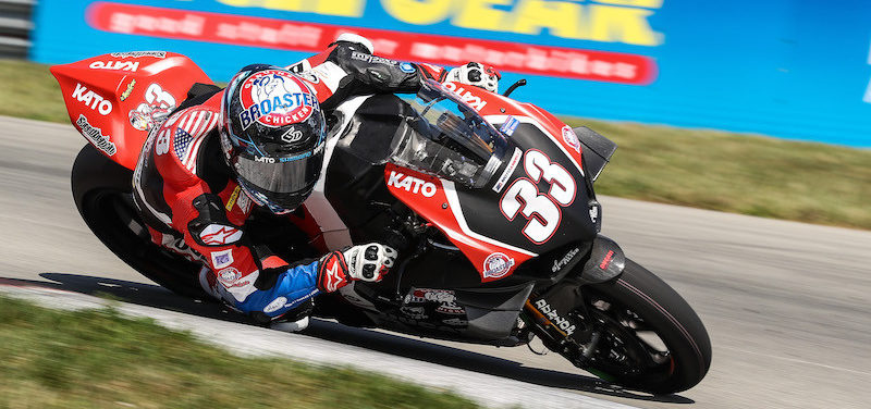 Kyle Wyman (33) at speed on his Ducati Panigale V4 R Superbike. Photo by Brian J. Nelson.